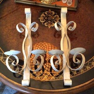 Shabby Chic Vintage White Metal Wall Sconces Indoor Outdoor